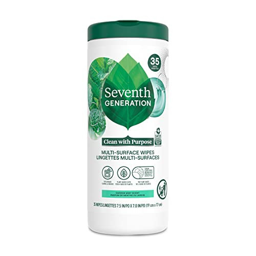 Seventh Generation Multi-Surface Cleaning Wipes, Garden Mint Scent, Cuts Grease & Grime, 35 Wipes | Amazon (US)