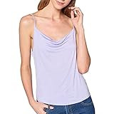 Tresics Women's Trendy Basic Junior Spaghetti Strap Cowl Neck Cami Top, Purple Gauze, Large | Amazon (US)