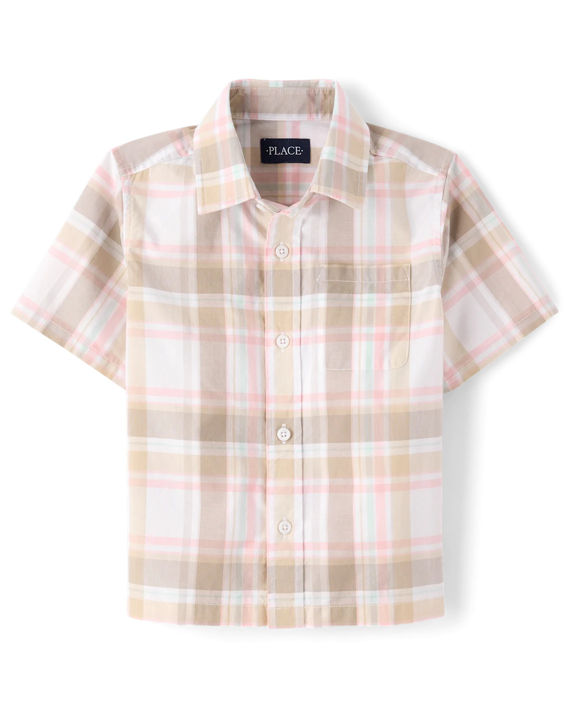 Boys Plaid Poplin Button Up Shirt - pink | The Children's Place
