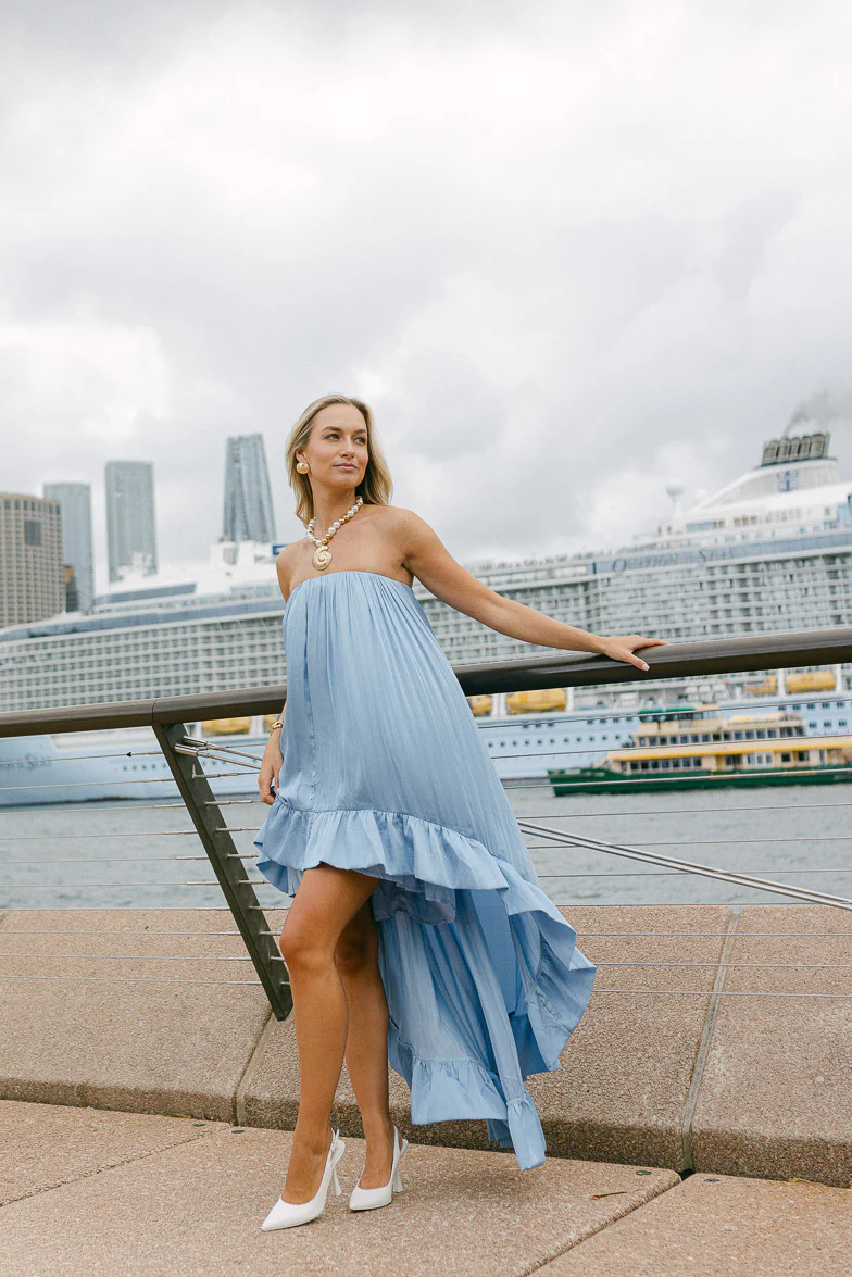 Aire Blue High Low Maxi Dress | Confête