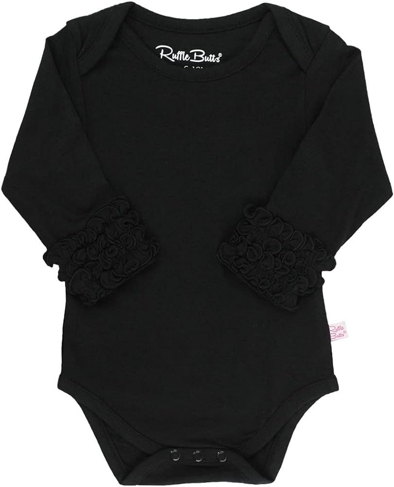 RuffleButts Baby/Toddler Girls Long Sleeve One Piece Layering Bodysuit with Ruffles | Amazon (US)