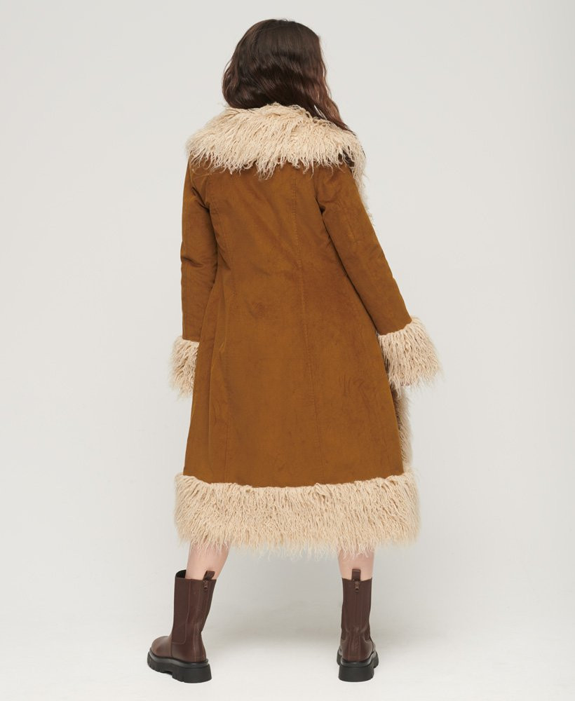 Faux Fur Lined Longline Afghan Coat | Superdry (UK)