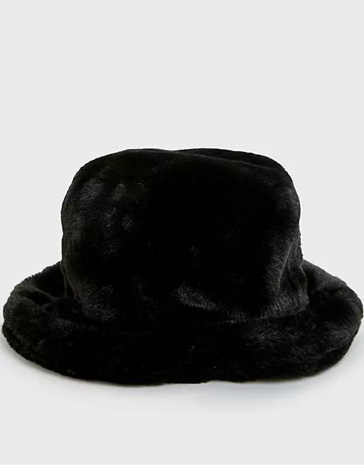 New Look fluffy faux fur bucket hat in black | ASOS | ASOS (Global)