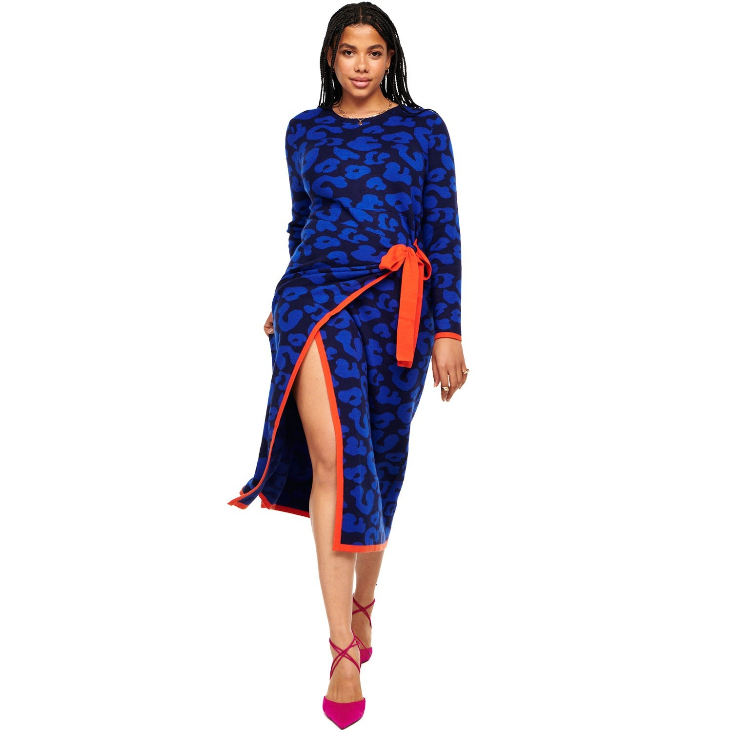 Navy Leopard Knit Dress | Never Fully Dressed (UK & IE)