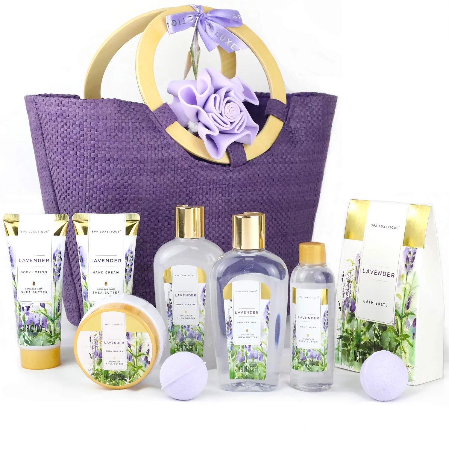 Spa Luxetique Bath Gift Sets for Women Lavender Body Care Baskets - 10 Pcs Relaxing Holiday Birth... | Walmart (US)