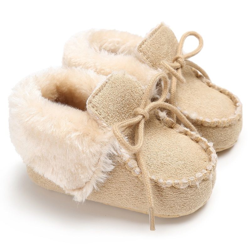 Baby / Toddler Fluffy Solid Lace- up Prewalker Shoes | PatPat