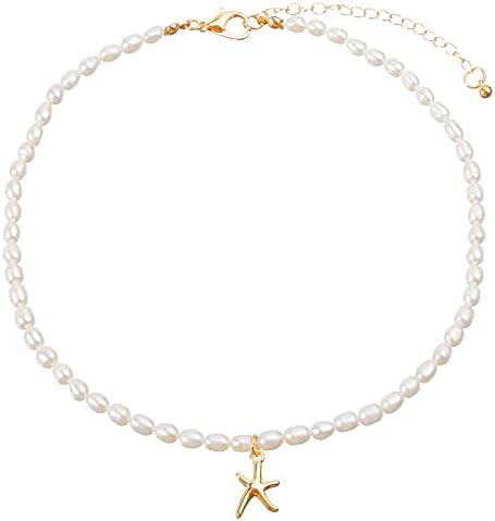 wgoud Natural Freshwater Pearl Choker Necklace for Women, Trendy 14K Gold Plated Pearl Necklaces ... | Amazon (US)