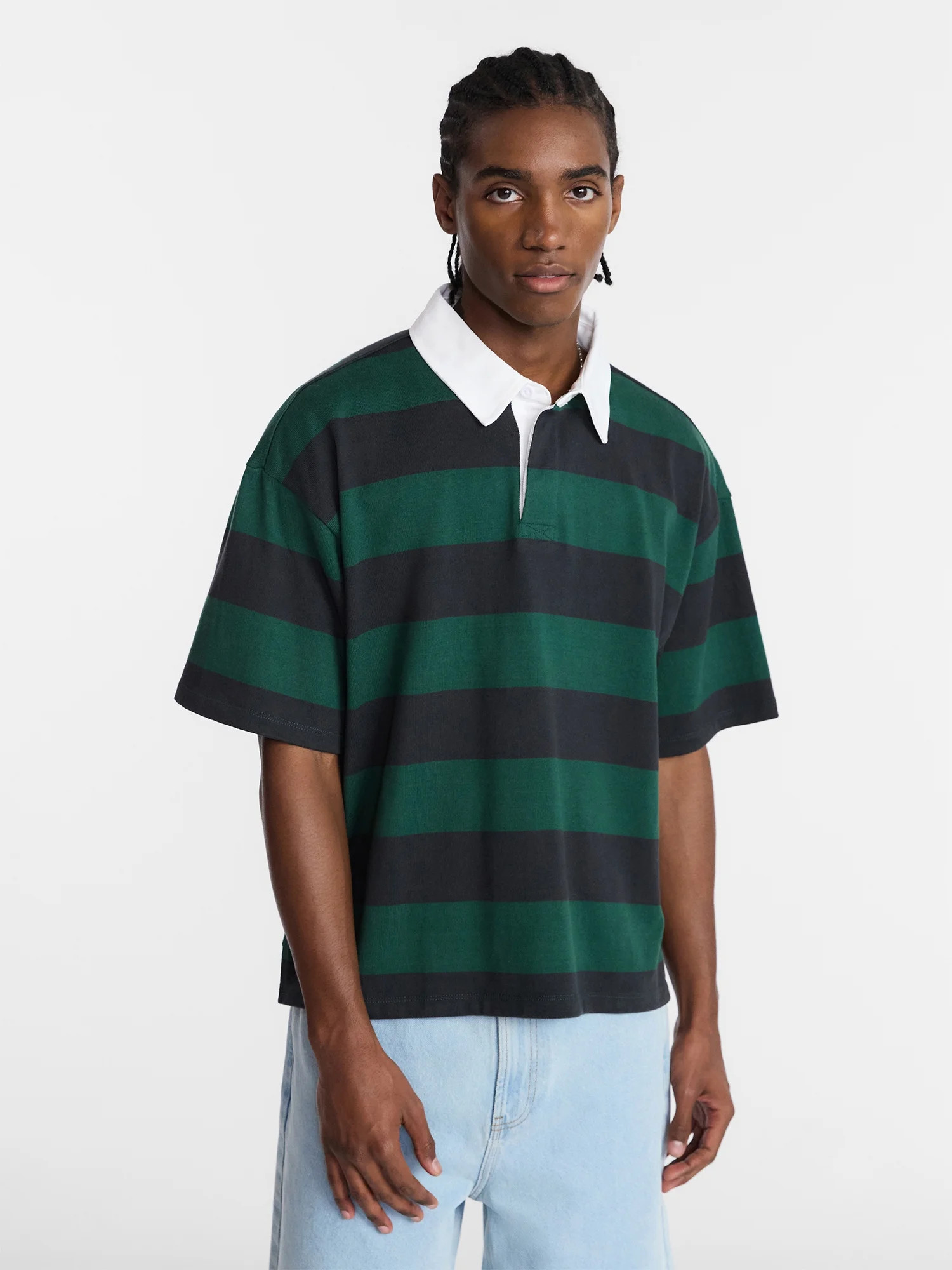 No Boundaries Striped Rugby Shirt with Short Sleeves, Men's XS-5XL | Walmart (US)