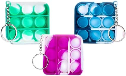 Pack of 3 Mini Pop it Keychain Fidget Toy, Stress Relief , Square Keychain Pop it, Mini pop Keych... | Amazon (US)