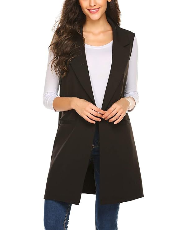 Meaneor Long Vest for Women, Long Sleeveless Duster Blazer Vest Jacket, S-XXL | Amazon (US)