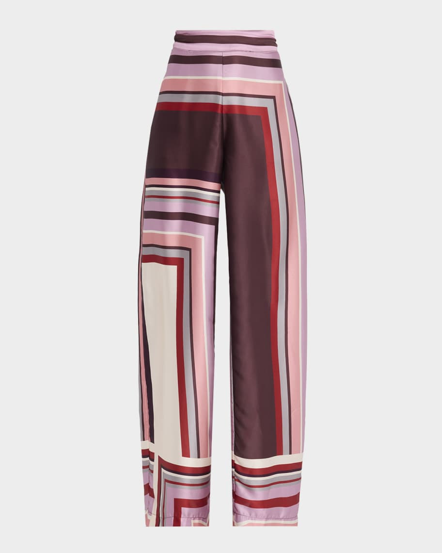 Izzie Geo Stripe Wide-Leg Pants | Neiman Marcus