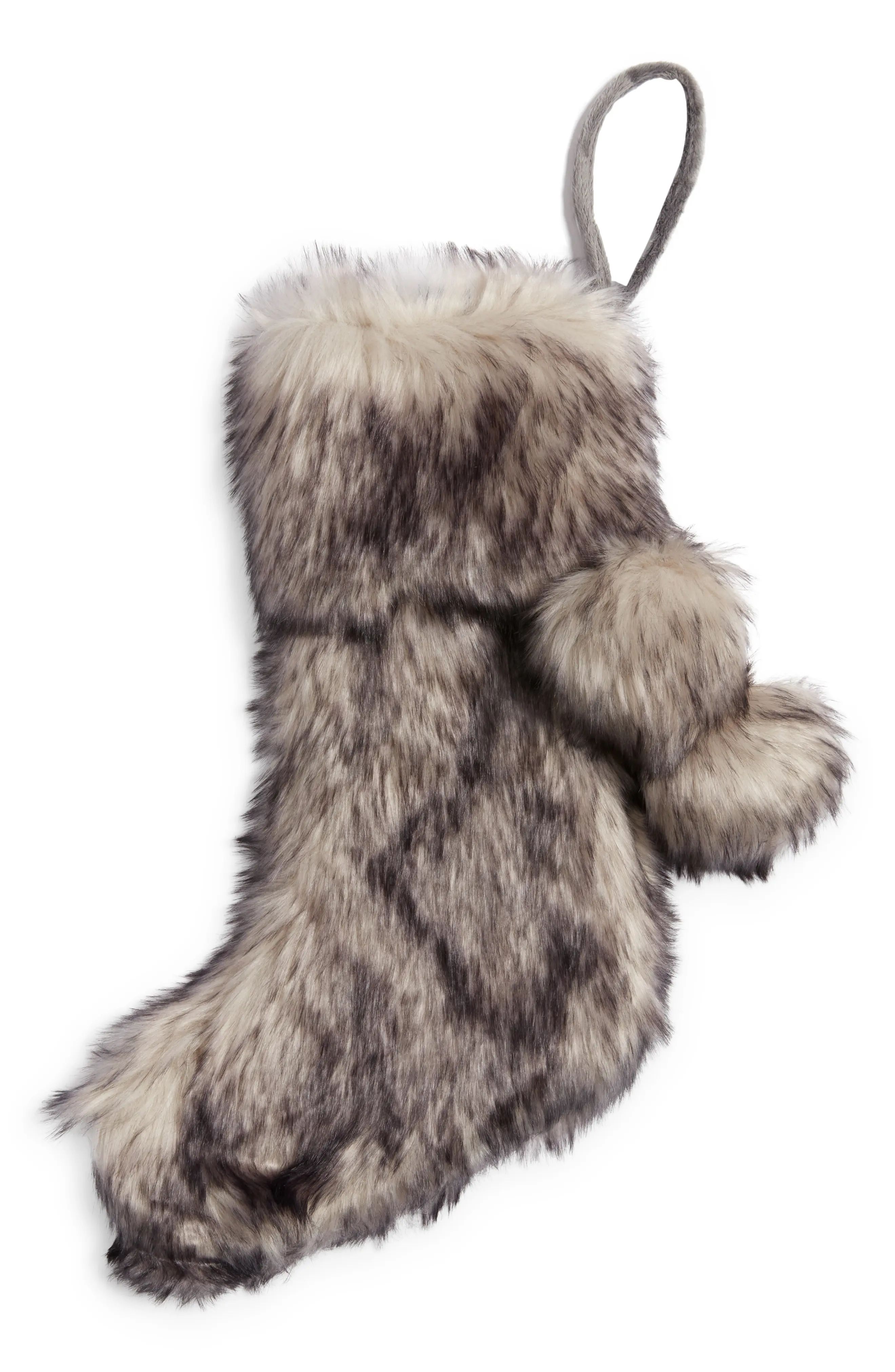 Nordstrom Serene Faux Fur Christmas Stocking in Grey Vapor at Nordstrom | Nordstrom