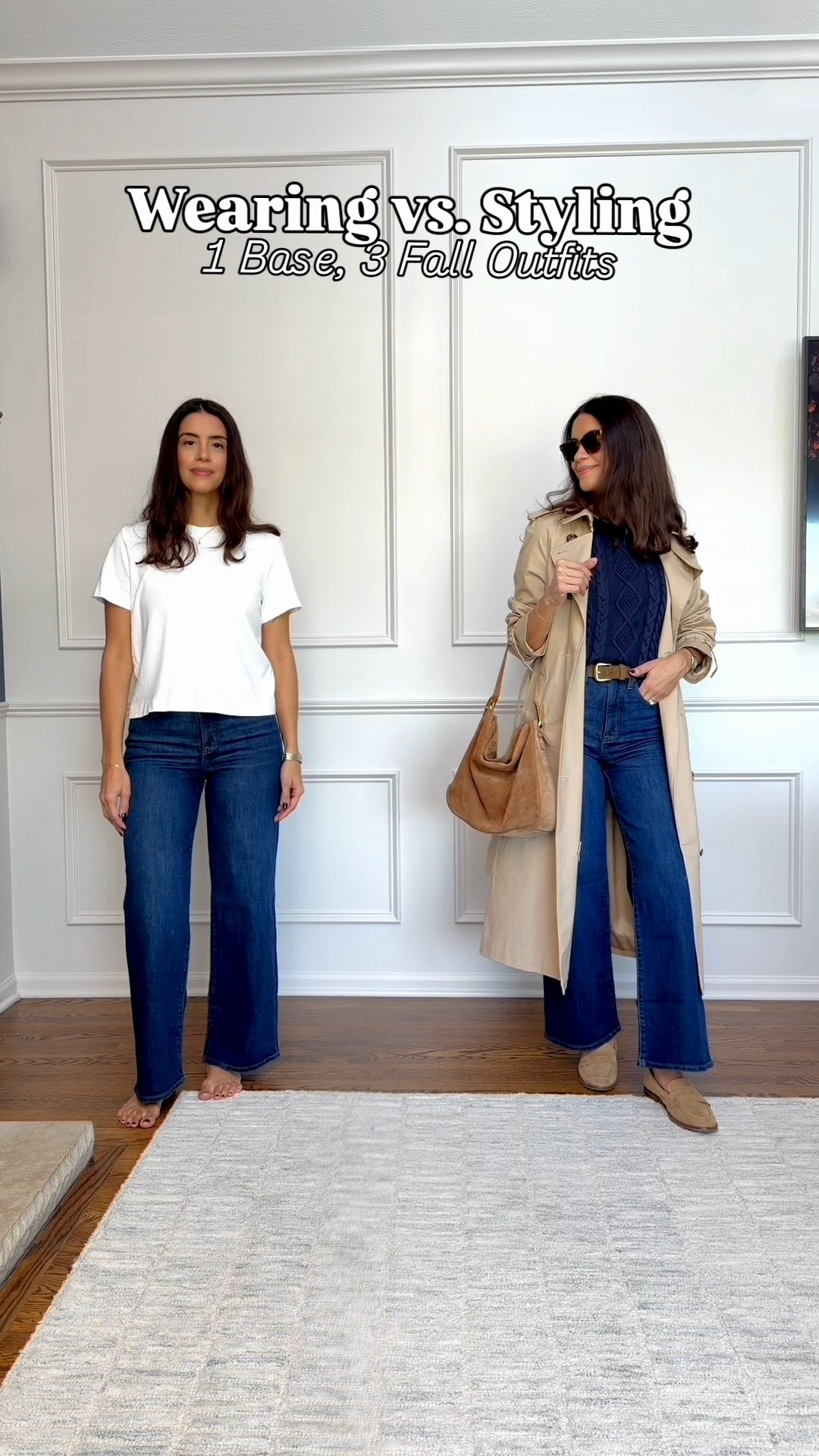 1 base, 3 easy Fall outfits 👖🤎 A great pair of jeans + a good white tee is such an easy starting point for so many looks.

Jeans run TTS — I’m wearing size 27 in Regular length. Tee size M — I LOVE this tee! It’s a nice thick fabric and such good quality. I’m also linking a few other white tee options.

Long trench: size S
Short trench: size S
Flats: TTS

#LTKootd #LTKSeasonal #LTKOver40