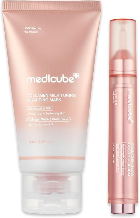 medicube Milky Collagen Double Glow Lock Duo: Collagen Glazed Milky Wrapping Mask and Booster Ser... | Amazon (US)