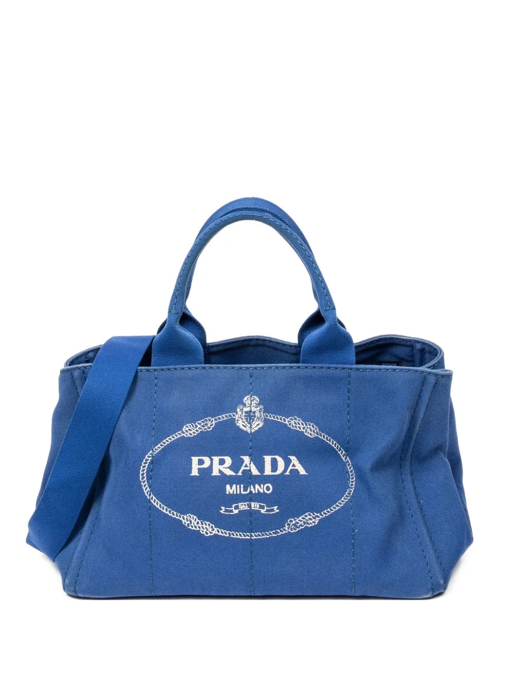 Prada Pre-Owned Canapa logo tote bag - Blue | Farfetch Global