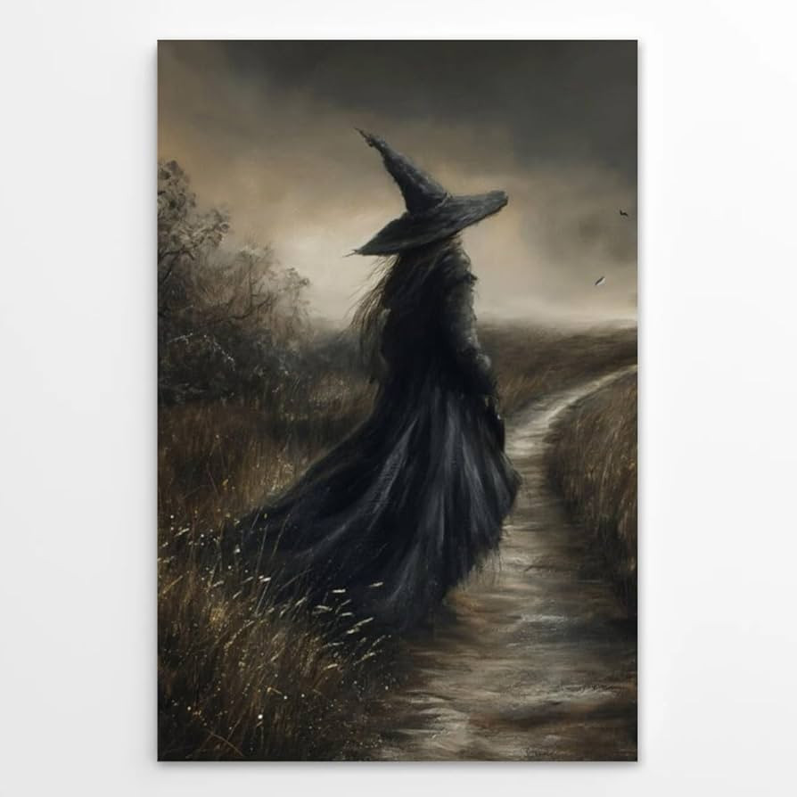 Vintage Halloween Gothic Witch Canvas Wall Art Print Poster 8x12inch Unframed Victorian Witchy De... | Amazon (US)
