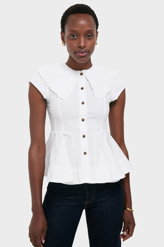 Bright White Stretch Cotton Peter Pan Collar Shirt | Tuckernuck (US)
