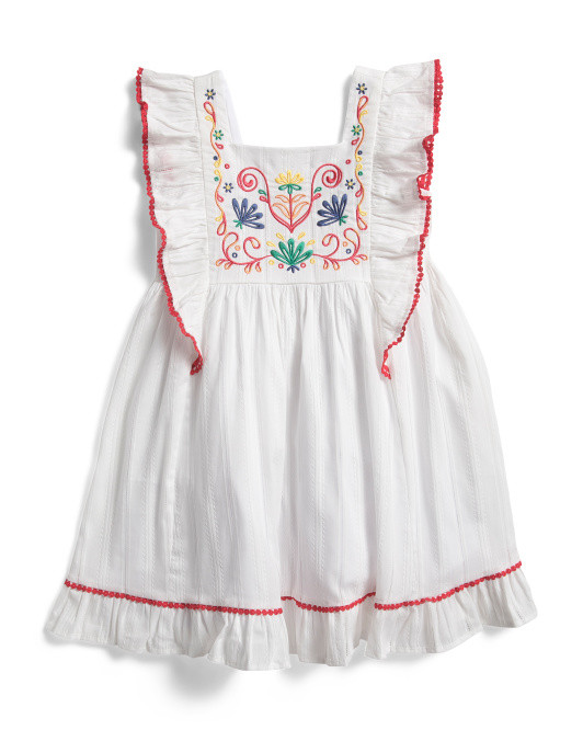 Toddler Girls Flutter Sleeve Embroidered Dress | TJ Maxx