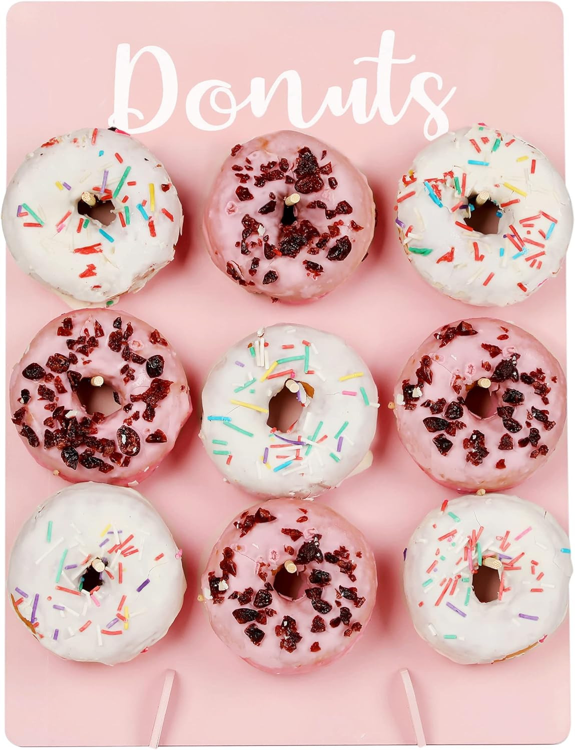 OWOYDOJ Donut Wall Display Stand Wood, Reusable Rustic Doughnut Board Holder for Baby Showers, Br... | Amazon (US)