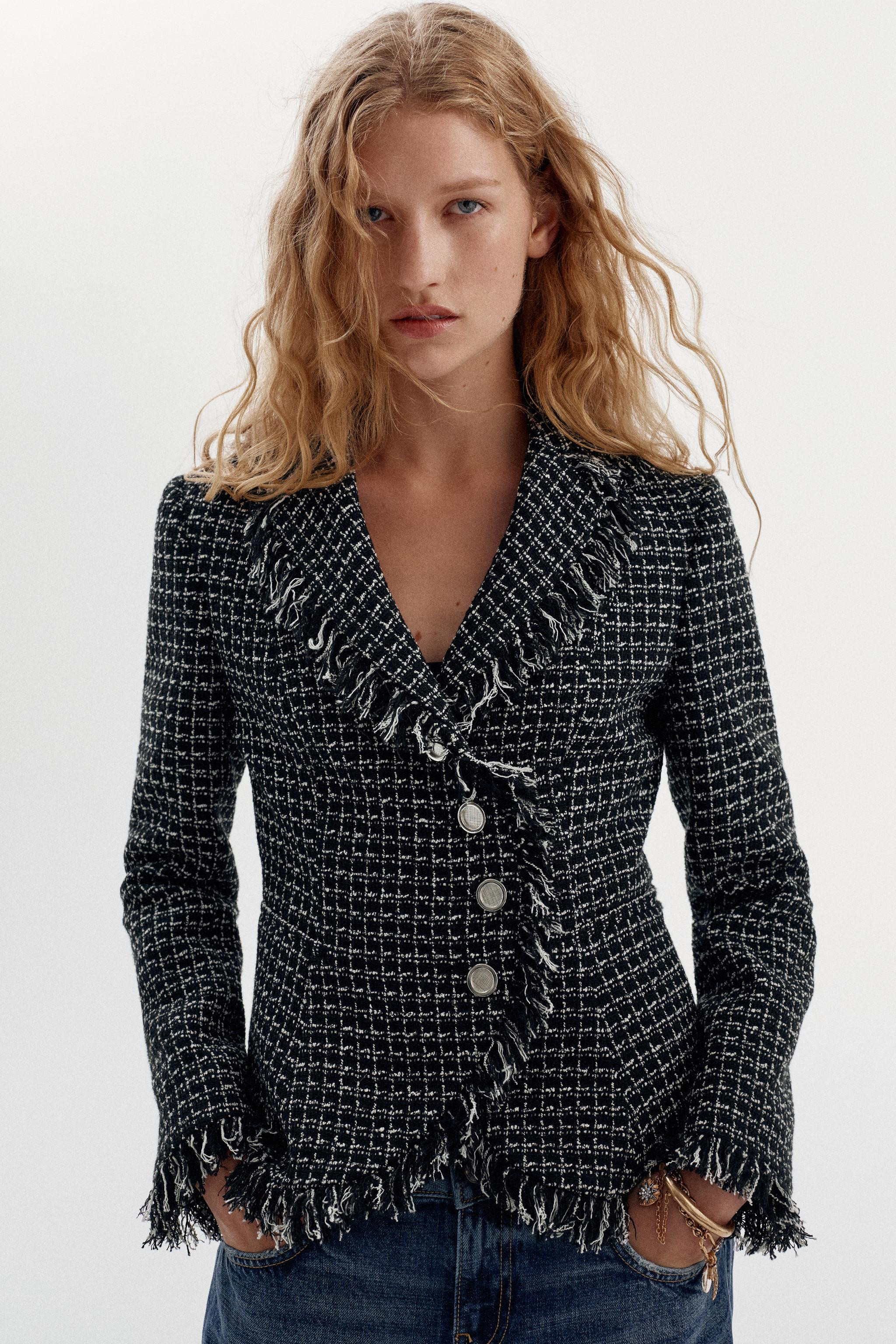 STRUCTURED FRAYED BLAZER | Zara US