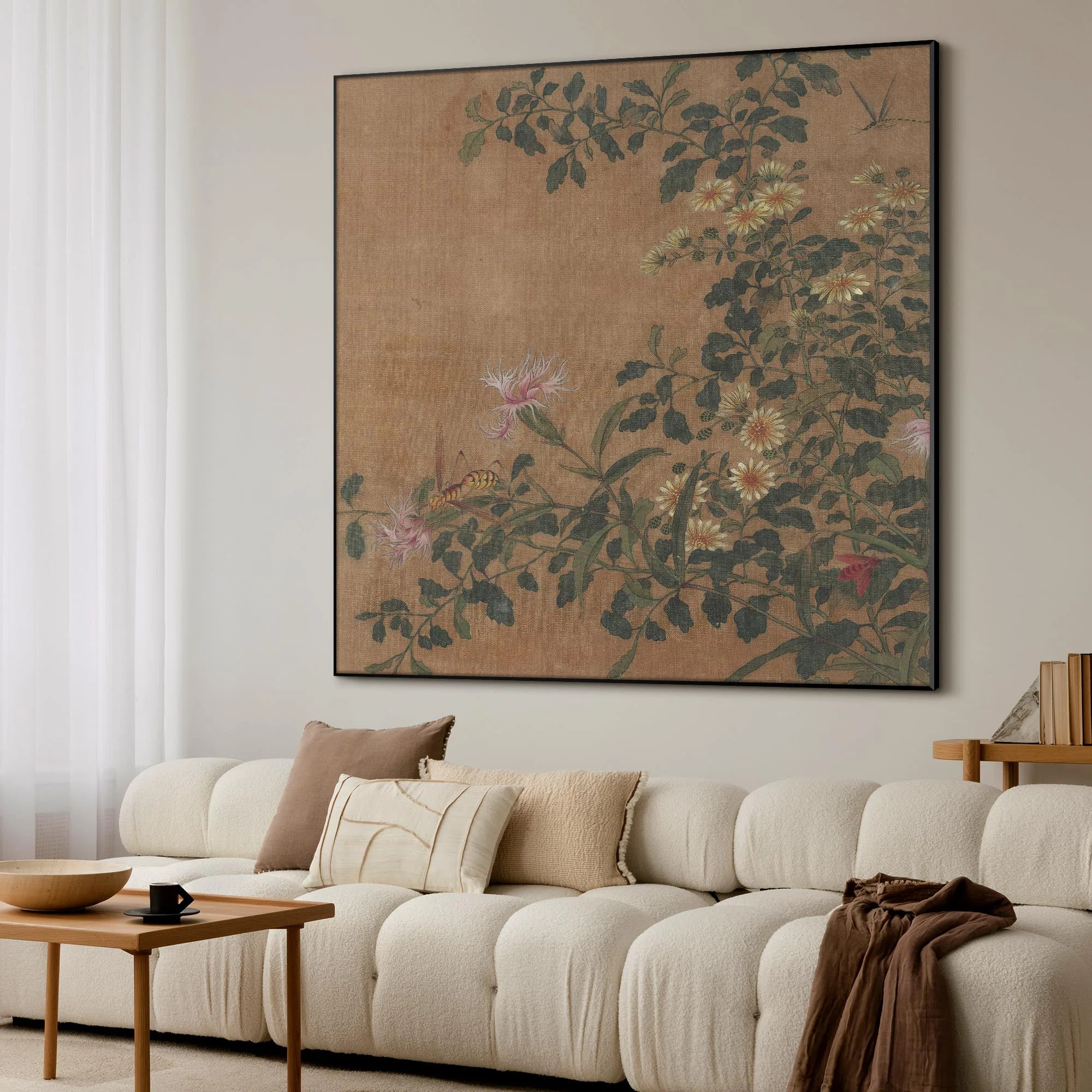 Extra Large Wall Art Fabric Print - Vintage Botanical Flowers and Insects Artwork Decor for Livin... | Wayfair North America