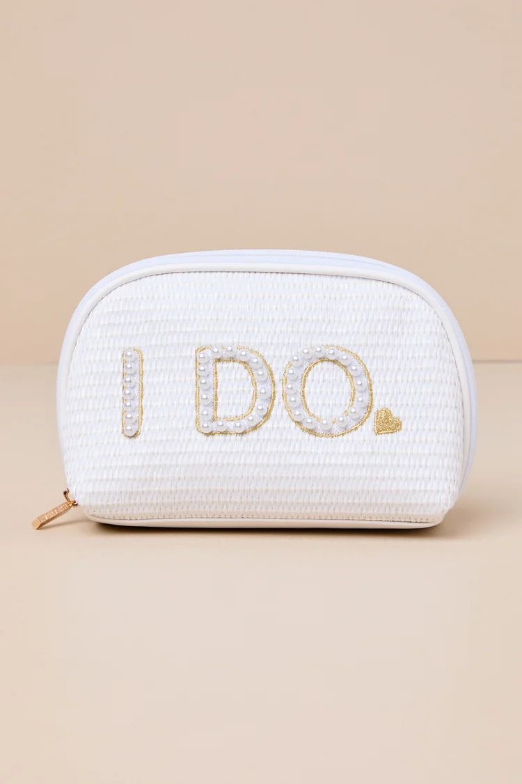 I Do White Woven Cosmetic Pouch | Lulus