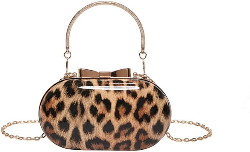 Small Leopard Print Clutch Evening Tote Bag Top Handle Cheetah Print Satchel Handbag with Chain A... | Amazon (US)