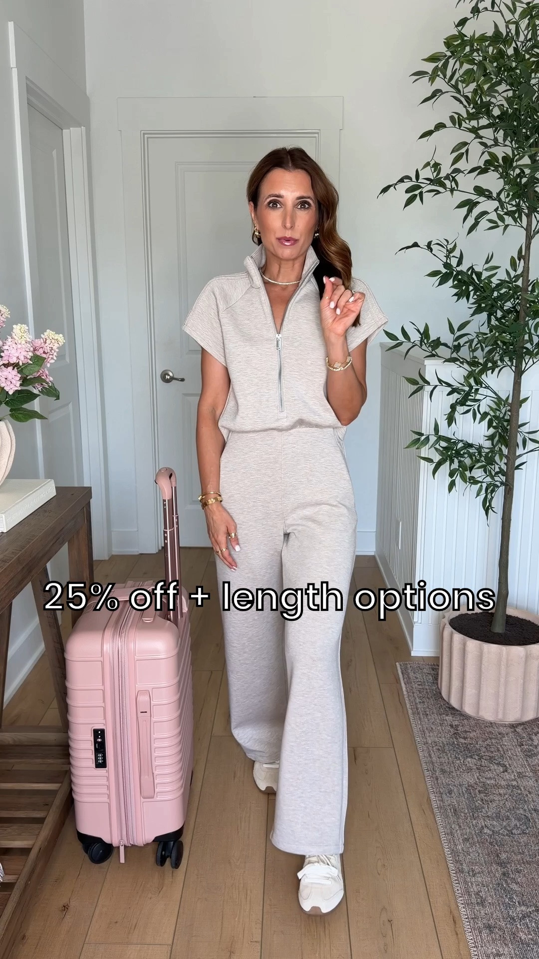 25% off Spanx AirEssentials with code AE 25. New petite-friendly jumpsuit in XS petite. Bathroom-friendly! Travel outfit. Airport outfit. Elevated casual outfit. Casual outfit. Sneaker mules are TTS. Beis luggage set.

#LTKgrwm #LTKTravel #LTKPetite
