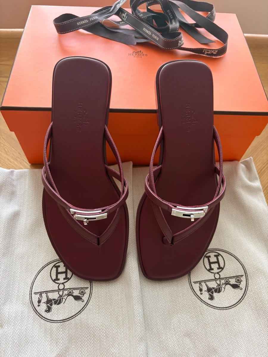Hermes Miss Sandal Leather  in Rouge H EU37.5 UK4.5 | eBay | eBay US