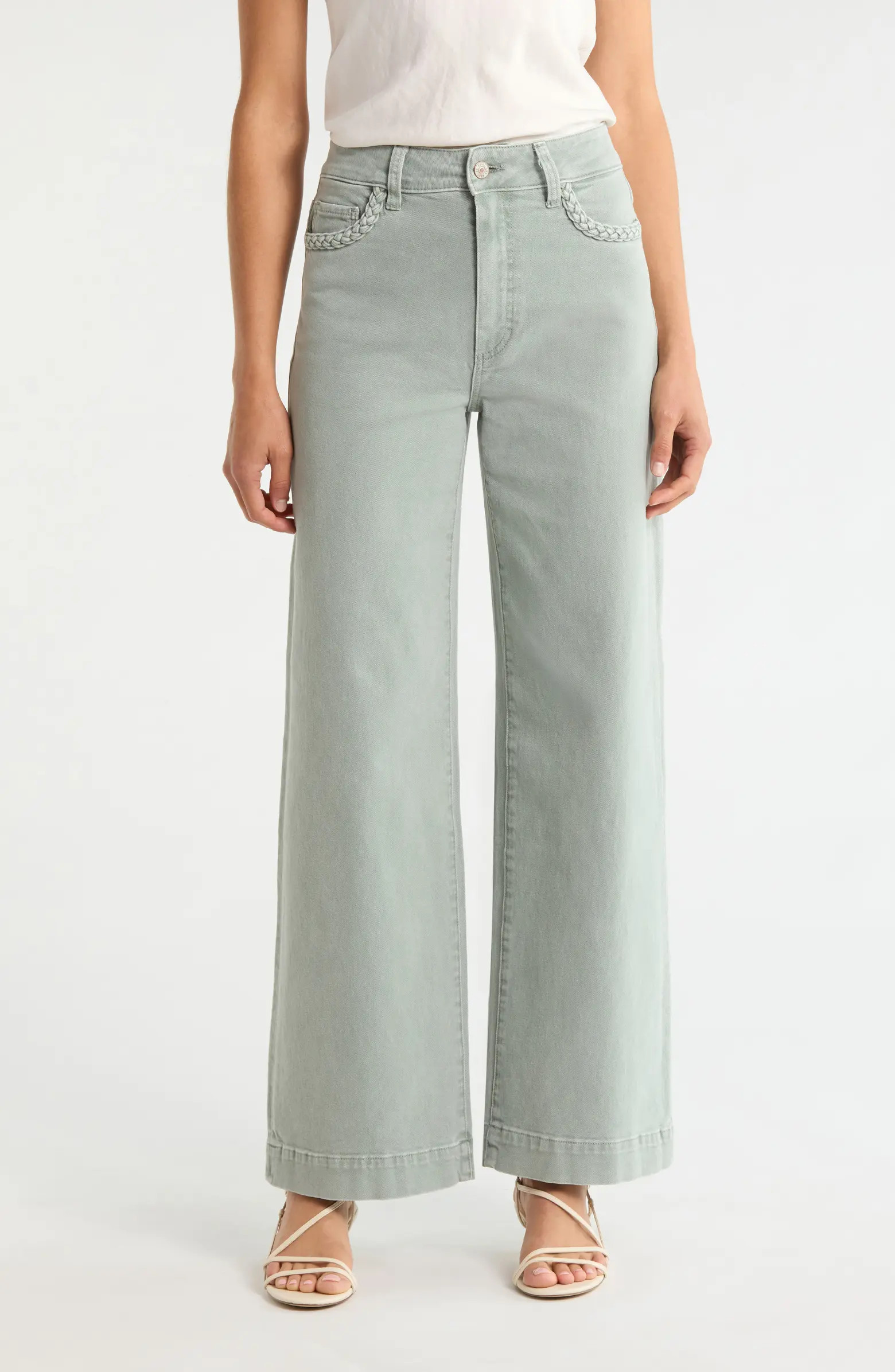 Anessa Braided Pocket High Waist Wide Leg Jeans | Nordstrom