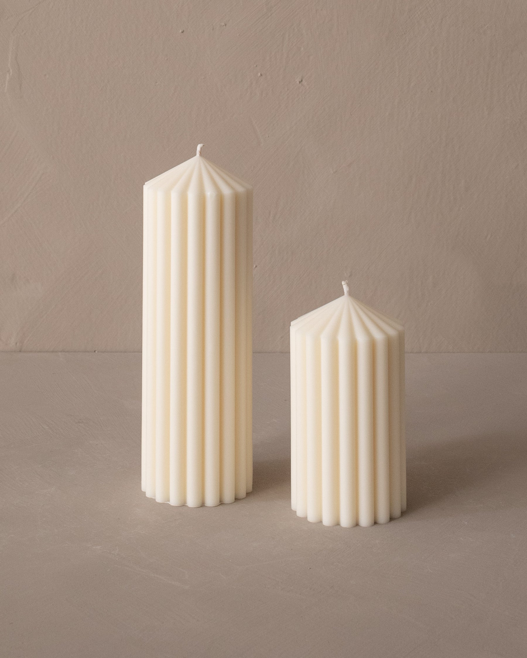 Ribbed Peak Pillar Candle | The Vintage Rug Shop