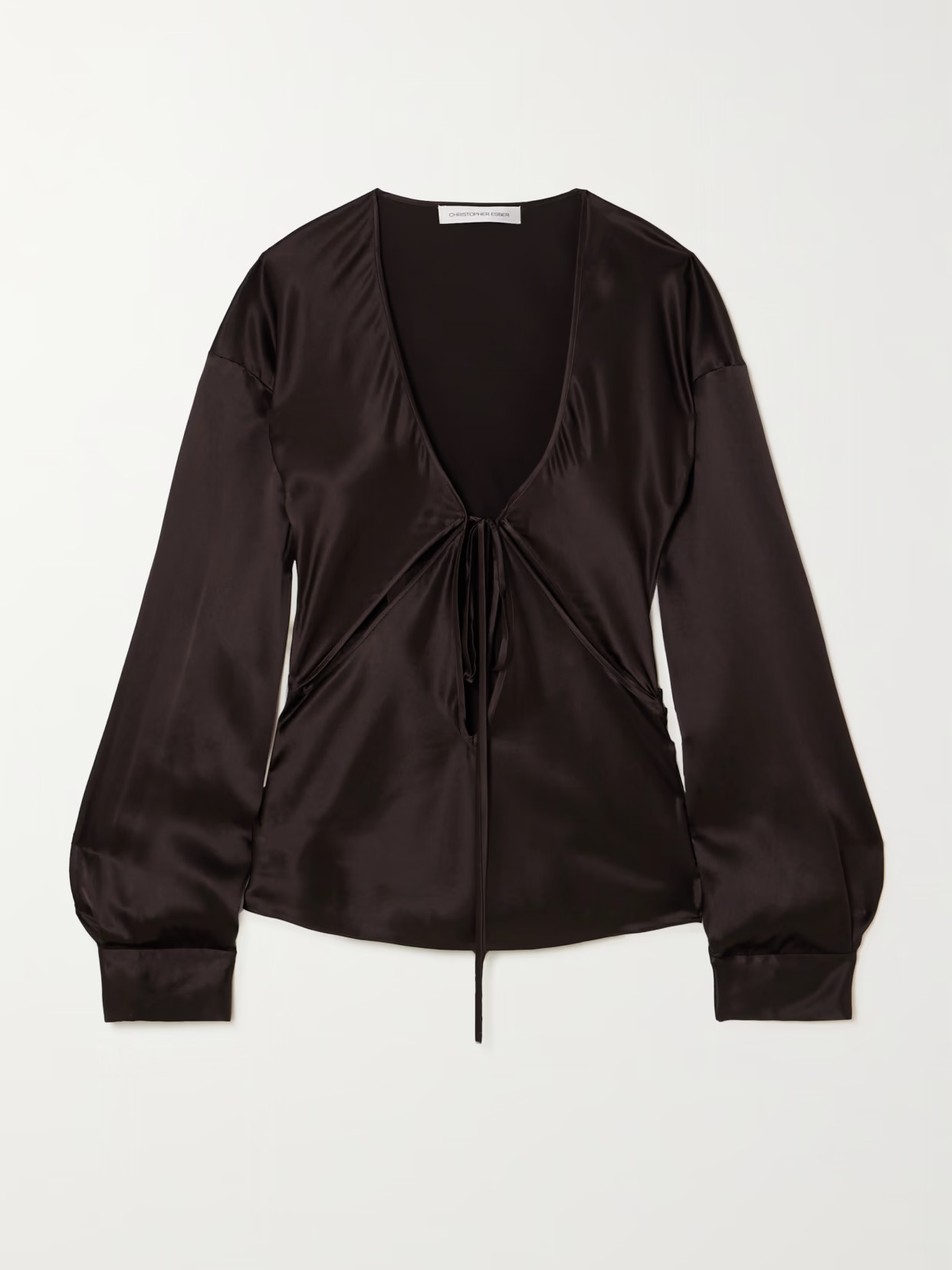 Christopher Esber - Triquetra Tie-detailed Cutout Silk-satin Top - Brown | NET-A-PORTER (UK & EU)
