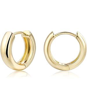 CONRAN KREMIX Small Thick Gold Chunky Hoop Earrings Lightweight Huggie Hoops For Women Girls | Amazon (US)