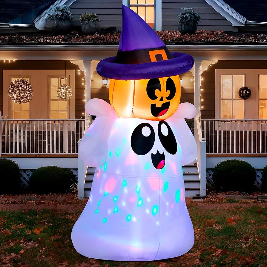 Joiedomi 5 FT Tall Halloween Inflatable Outdoor Decor, Blow Up Halloween Yard Decoration Ghost wi... | Amazon (US)
