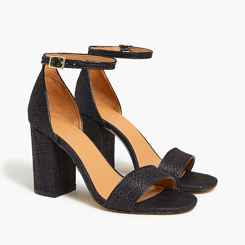 Raffia block-heel sandals | J.Crew Factory