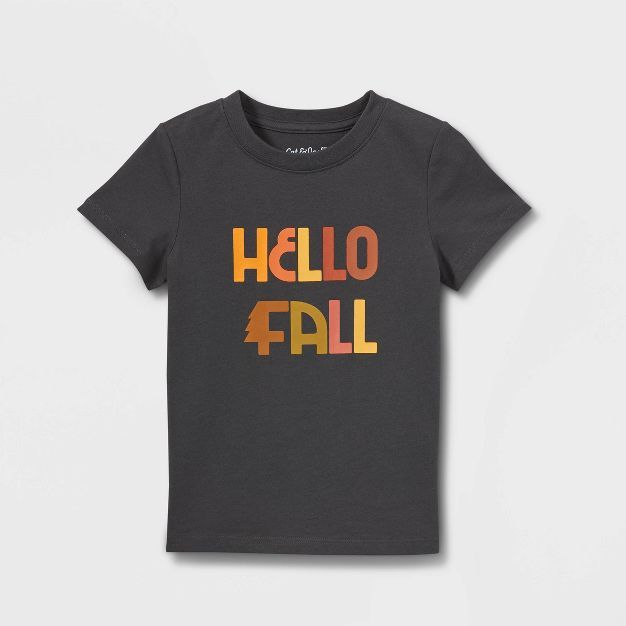Toddler Boys' 'Hello Fall' Short Sleeve Graphic T-Shirt - Cat & Jack™ Charcoal Gray | Target