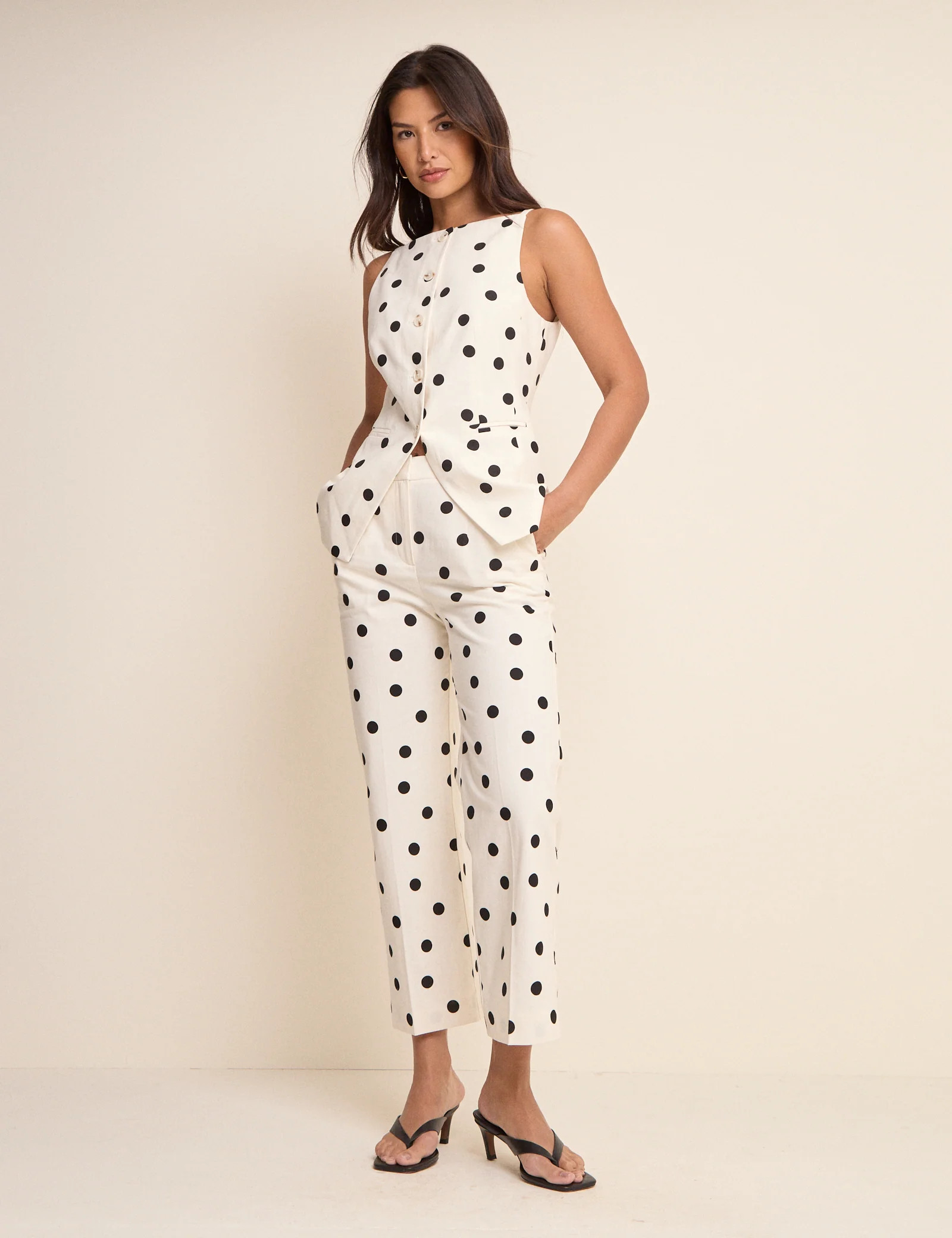 White Polka Dot Cigarette Trousers | Nobody's Child