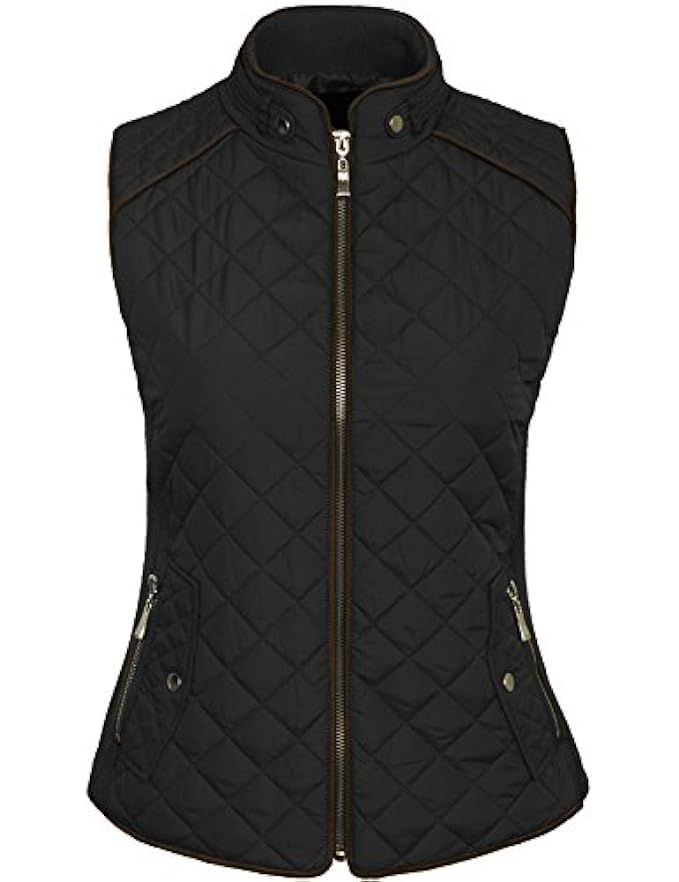 KOGMO Womens Quilted Fully Lined Lightweight Zip up Vest S-3X | Amazon (US)