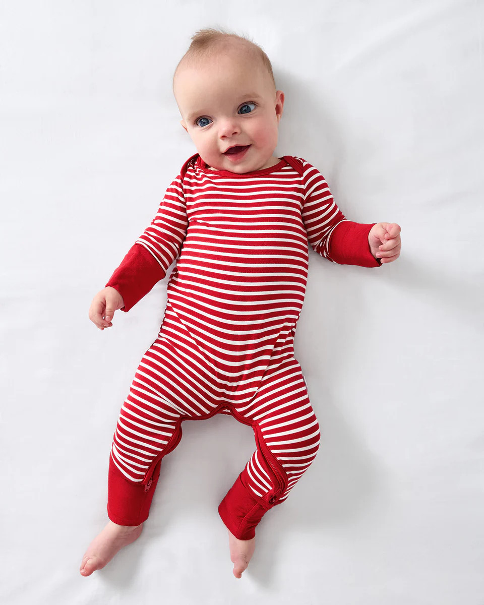 Candy Cane Stripe Crescent Zippy | Little Sleepies