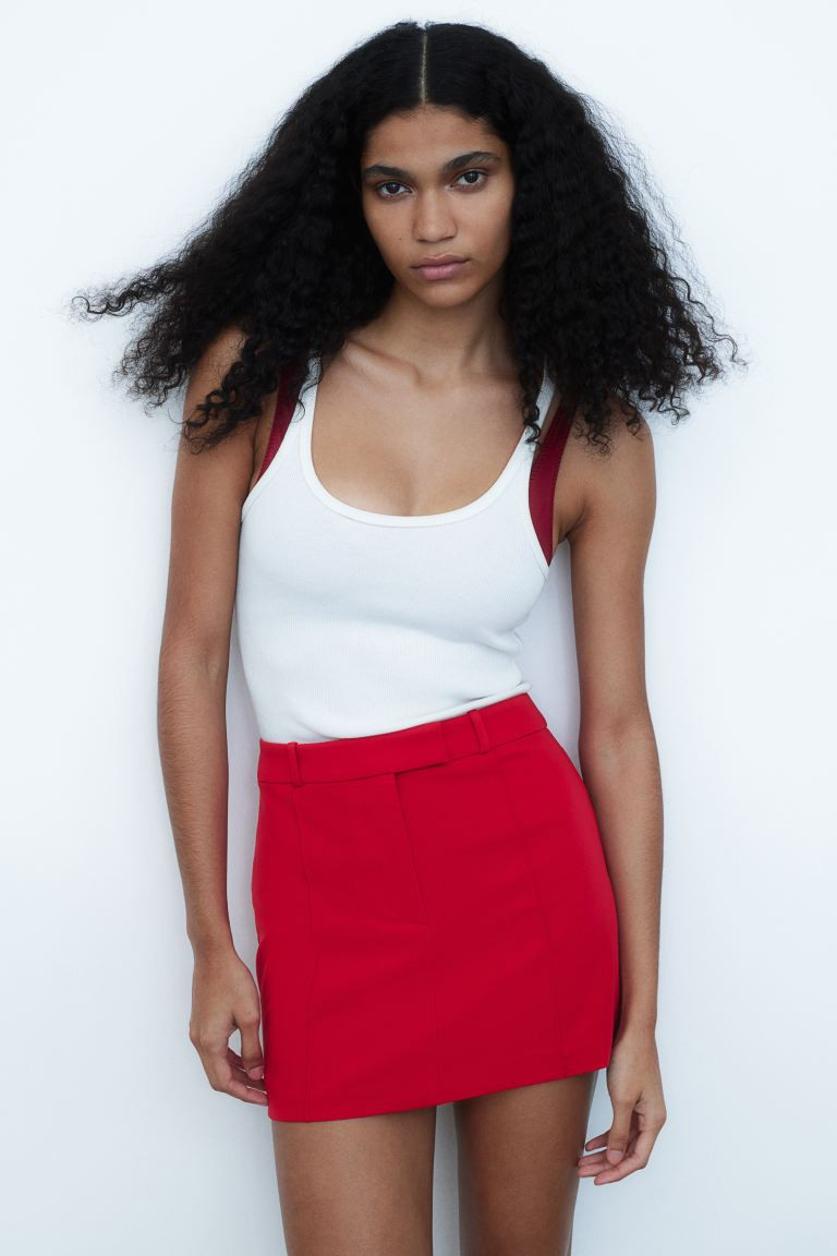 Tailored mini skirt - Red - Ladies | H&M GB | H&M (UK, MY, IN, SG, PH, TW, HK)