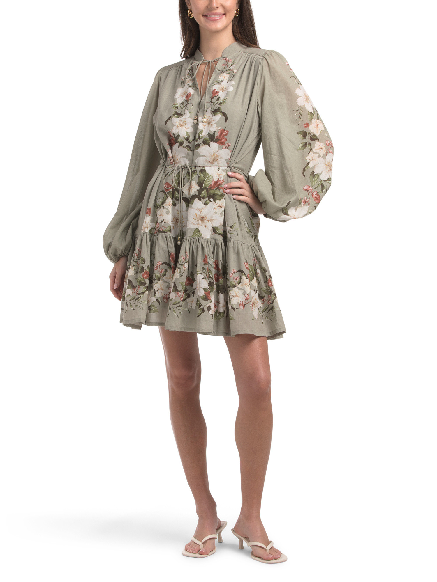 Long Sleeve Fully Lined Cotton Voile Mini Dress | TJ Maxx