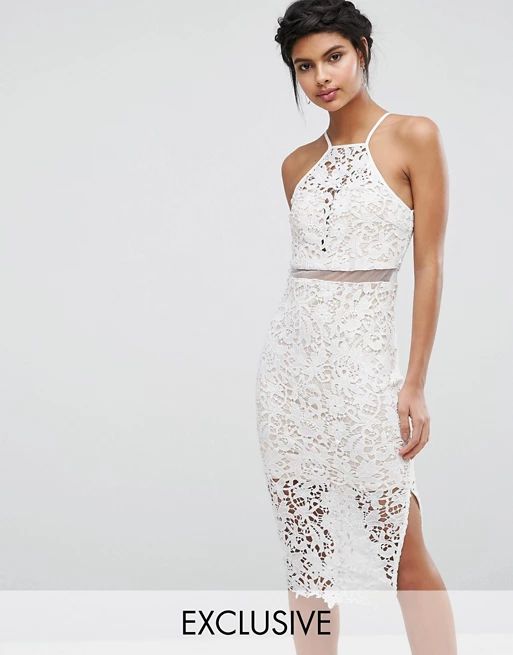Love Triangle Lace Midi Dress with High Neck | ASOS US