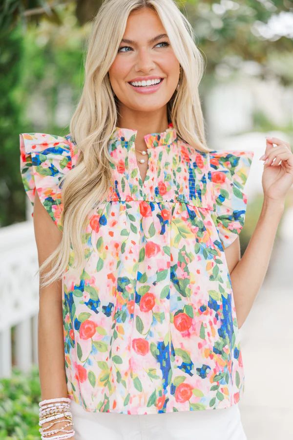 Sunday Dreaming Blush Pink Floral Blouse | The Mint Julep Boutique