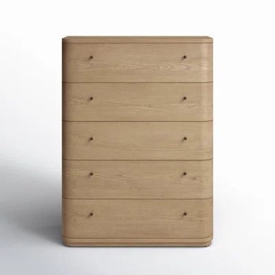 Lucie Five Drawer White Oak Chest In Buff Cream | Wayfair North America