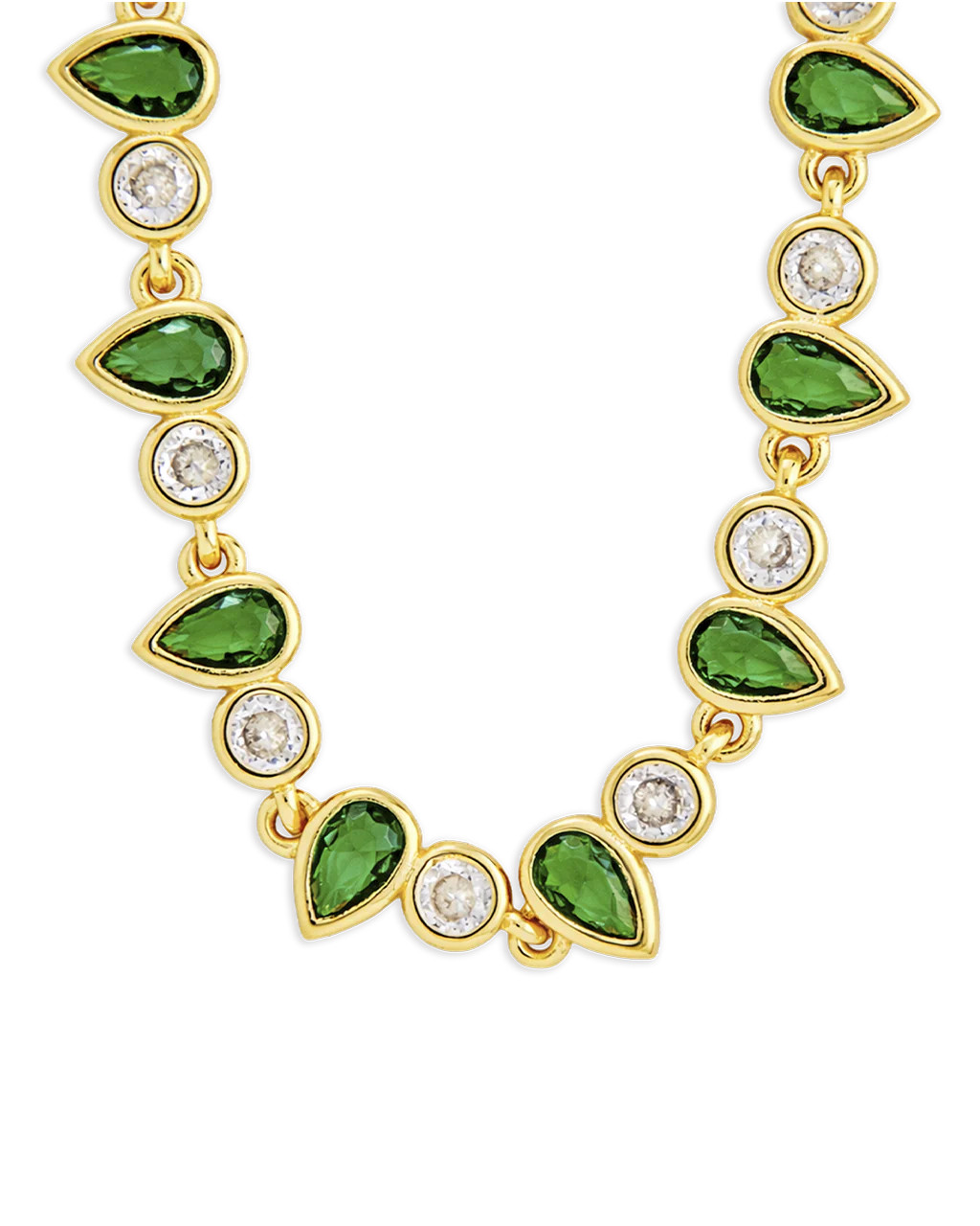 Emerald Pear & Round Cut Bezel CZ Tennis Necklace | Sterling Forever