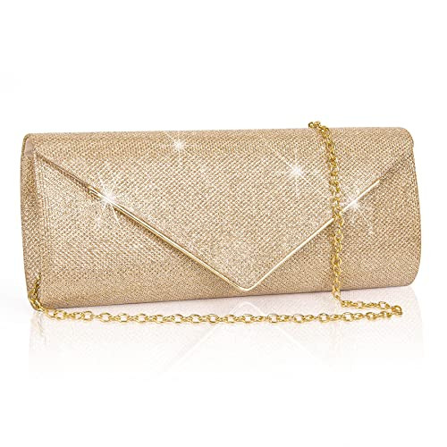Larcenciel Clutch Purses for Women, Sparkling Envelope Evening Bag with Detachable Chain | Amazon (US)