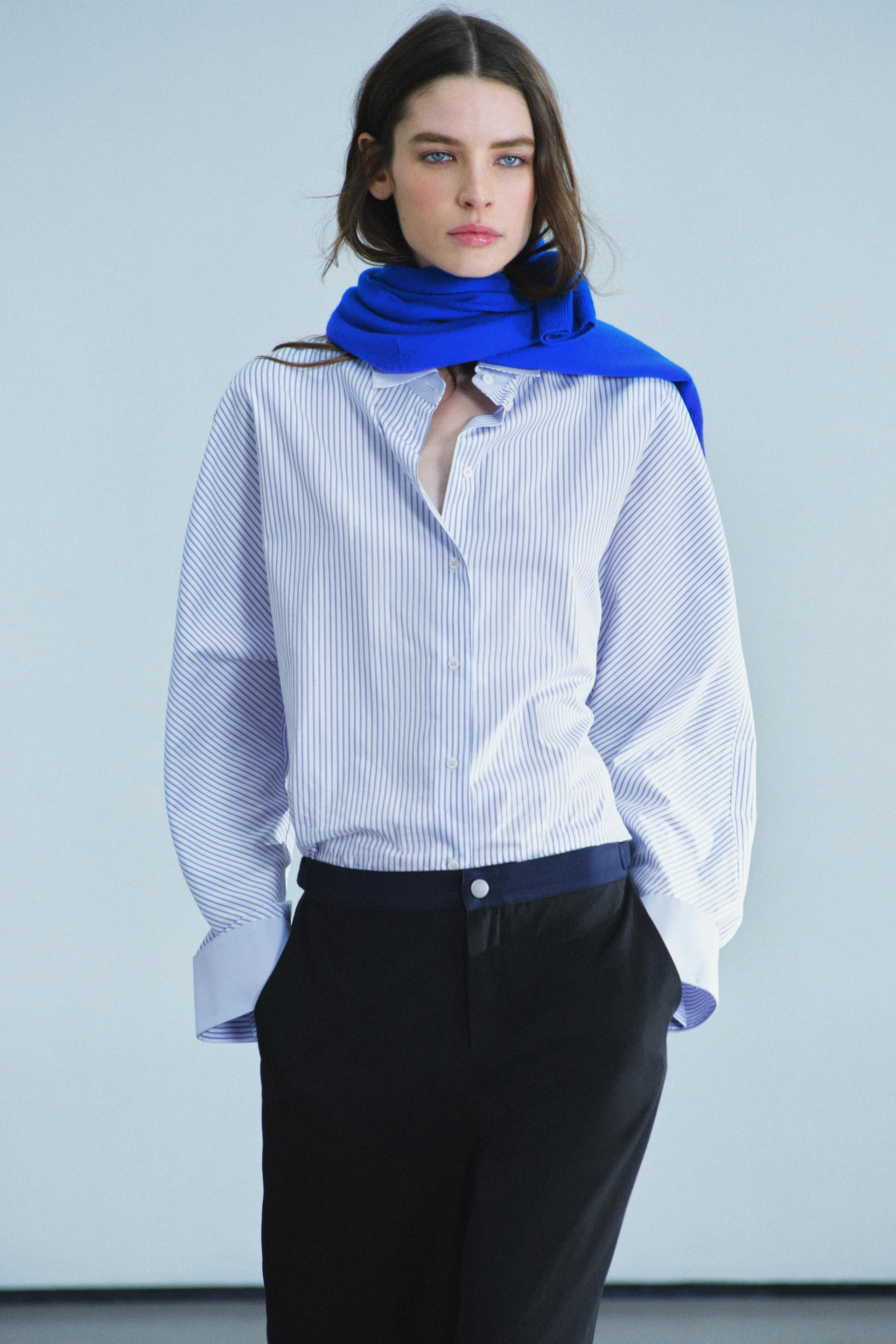 Zara - Oxford-Hemd Mit Kontraststreifen Zw Collection - Blau - Xs - Damen | Zara DE