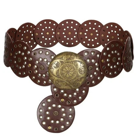 JASGOOD Women Western Belts Wide Disc Belt Vintage Leather Waist Belt for Ladies | Walmart (US)