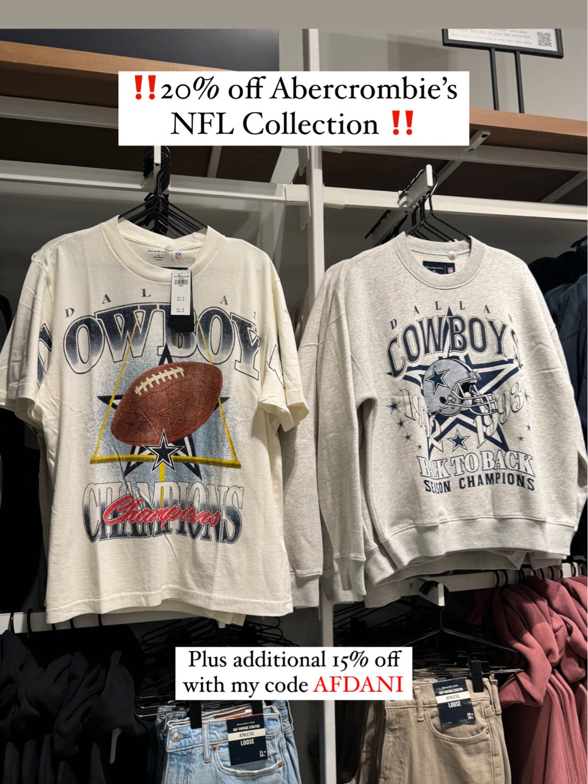 Abercrombie sale! 20% off NFL collection, 15% off almost everything else + an extra 15% off with my code AFDANI 🤗🏈

#LTKFindsUnder100 #LTKSaleAlert #LTKFindsUnder50