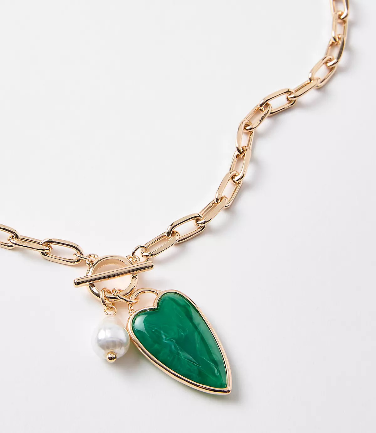 Pearlized Heart Toggle Necklace | LOFT